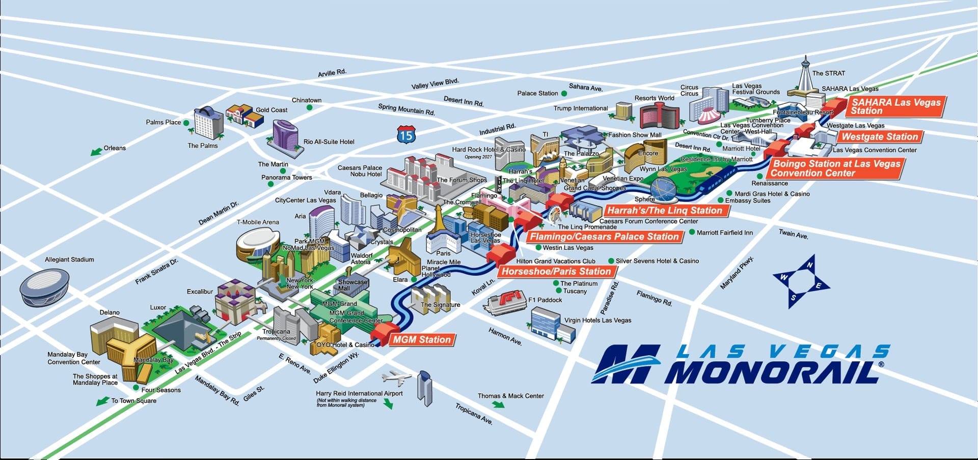 Las Vegas Monorail Map Las Vegas Monorail Map